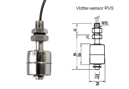 Vlotter-sensor RVS | 45, 60 of 75mm